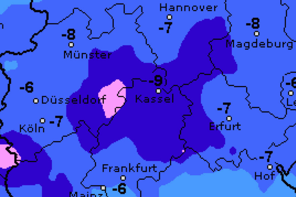 Die Temperaturen fallen in der Nacht bis auf knapp minus sieben Grad.