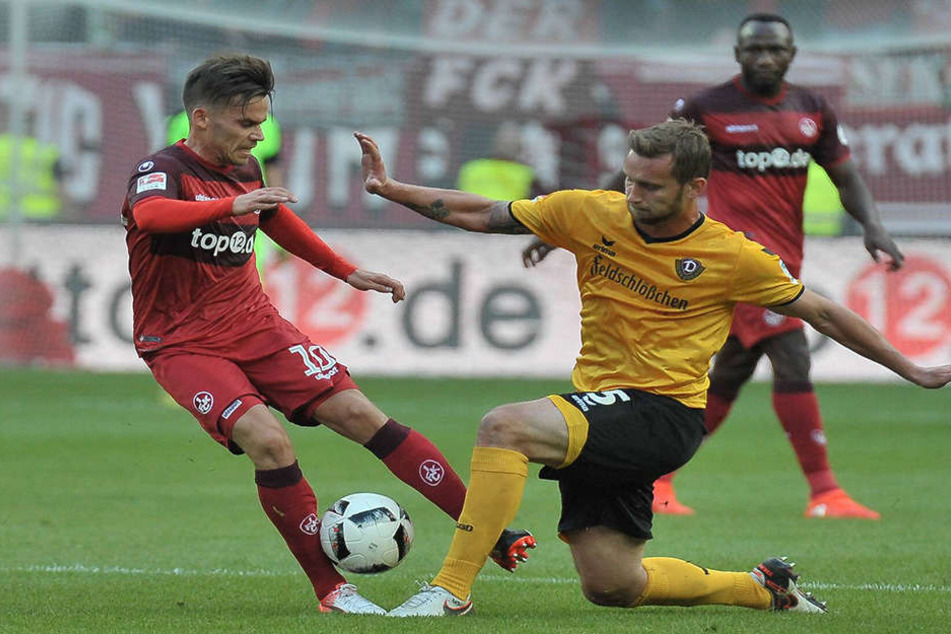 Manuel Konrad (r., gegen Zoltan Stieber) war auf dem Betze in der zweiten Halbzeit dabei.