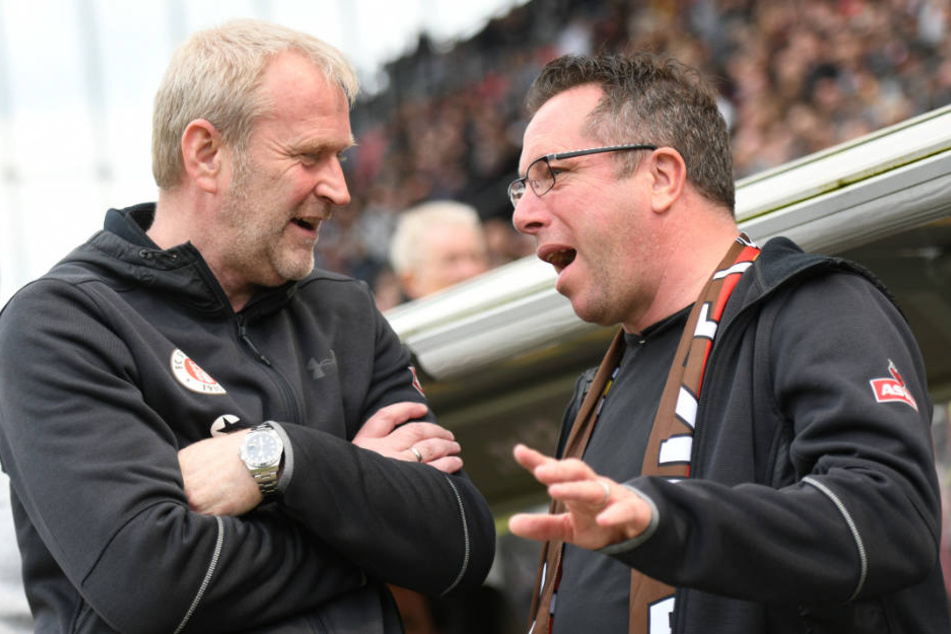 Wollen Pauli unter den besten Teams sehen: Trainer Markus Kauczinski (recht) und Sportchef Uwe Stöver (links) (Archivfoto).