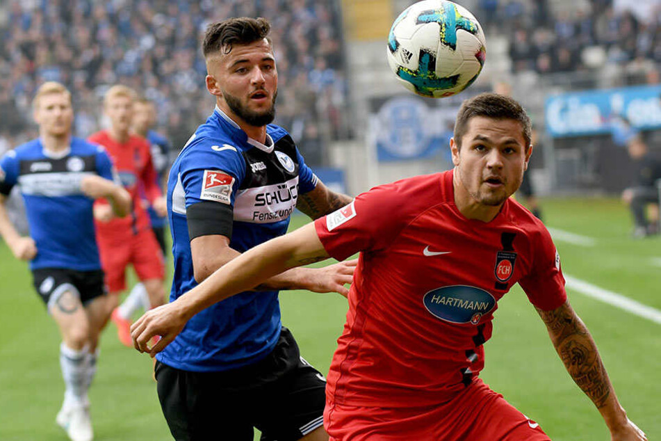 Keanu Staude (23, li.) verpasste in der ersten Halbzeit nur knapp die Führung für den DSC.