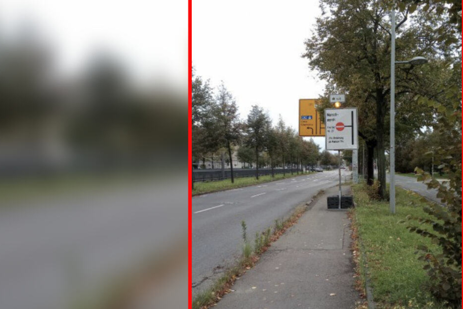 Das Schild steht auf der Leipziger Jahnallee.