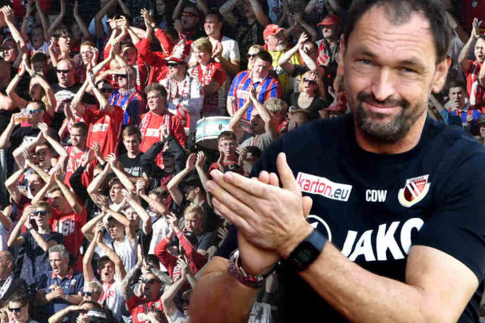 Energie-Trainer Claus-Dieter Wollitz (53) und die Fans freuen sich auf den Pflichtspiel-Auftakt in 2019. (Symbolbild)