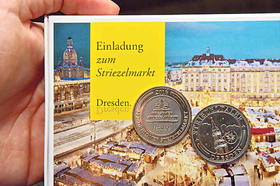 Auch in diesem Jahr gibt‘s die beliebten Striezeltaler. Als Prägung zeigt der Taler dieses Jahr die Kreuzkirche.