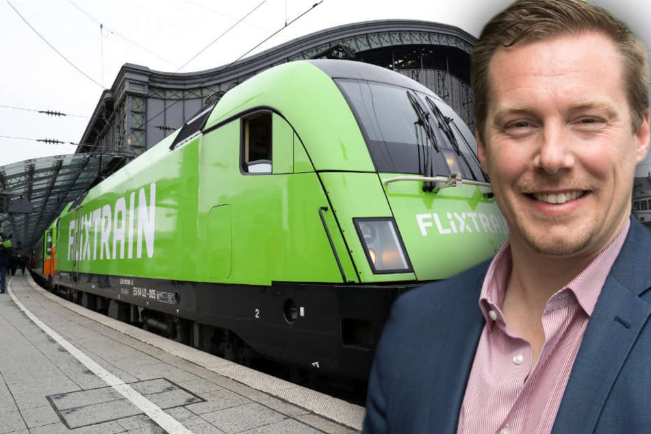 André Schwämmlein, Gründer und Geschäftsführer von Flixbus, ist mehr als zufrieden mit dem Schienen-Vorstoss. (Bildmontage)