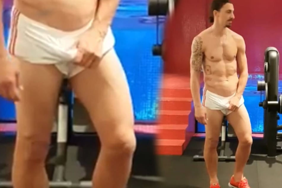 Zlatan rückt erstmal sein Untergeschoss zurecht, bevor er zum Sprung ansetzt.