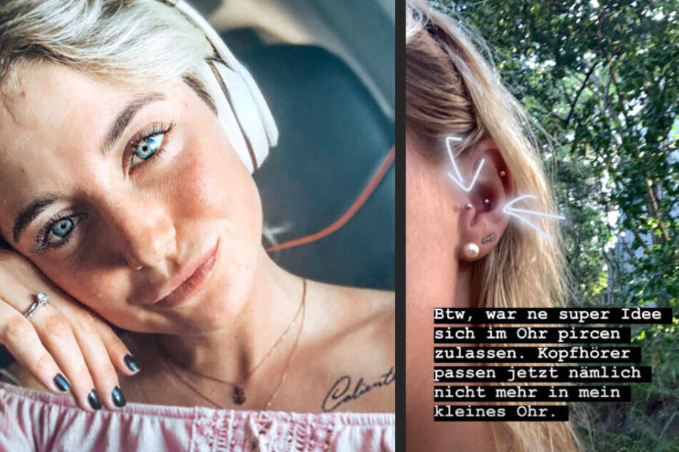 Janina Celine ließ sich in Australien gleich drei neue Piercings in einem Ohr stechen.