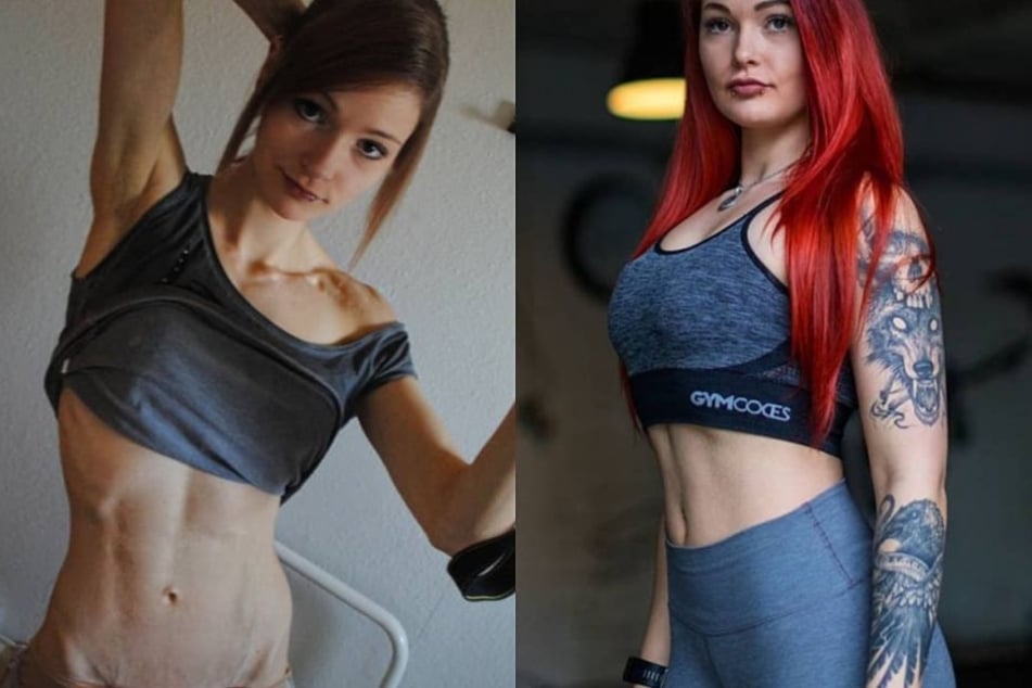 Nach massivem Gewichtsverlust wog Lea nur noch 48 Kilo (li.). Ein radikaler Lebenswandel verhalf ihr zu einem gesunden Körper.