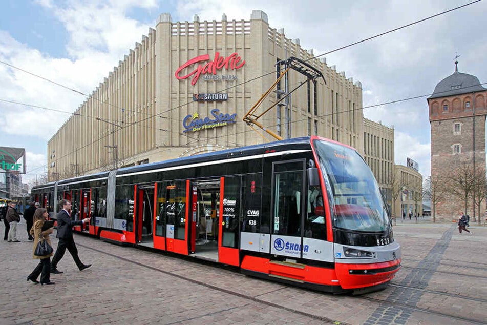 Die Bahn aus dem Hause Skoda 2012 bei Probefahrten in Chemnitz.