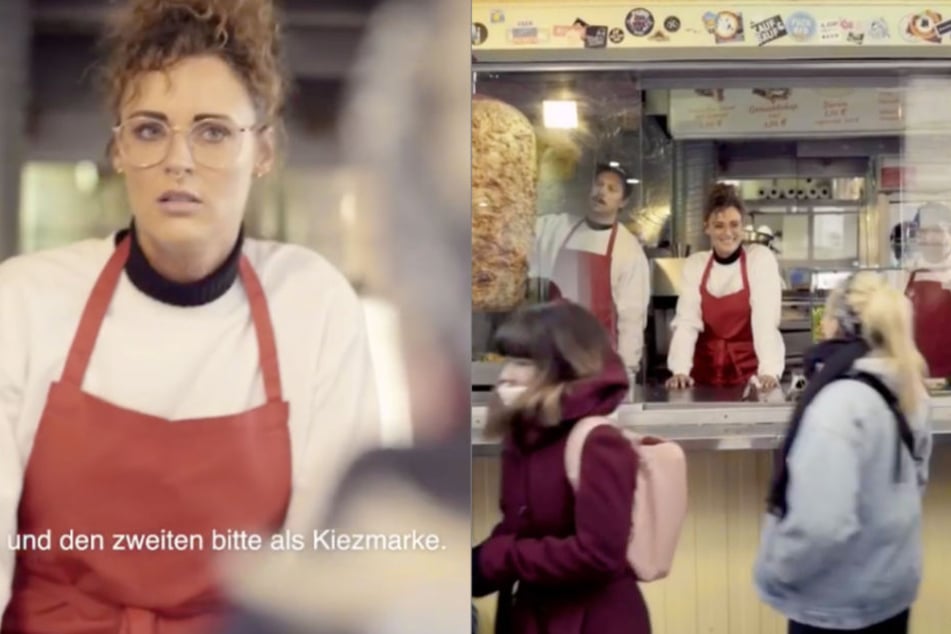 Mit einem humorvollen Spot werben Sängerin Jennifer Weist (l.), Moderatorin Visa Vie (r.) und zahlreiche andere Promis für die neue "Kiezmarke".