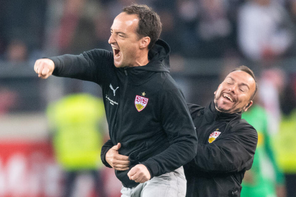 Nach einem Spiel im April 2019 freuen sich Nico Willig (links) und Francisco Vaz.