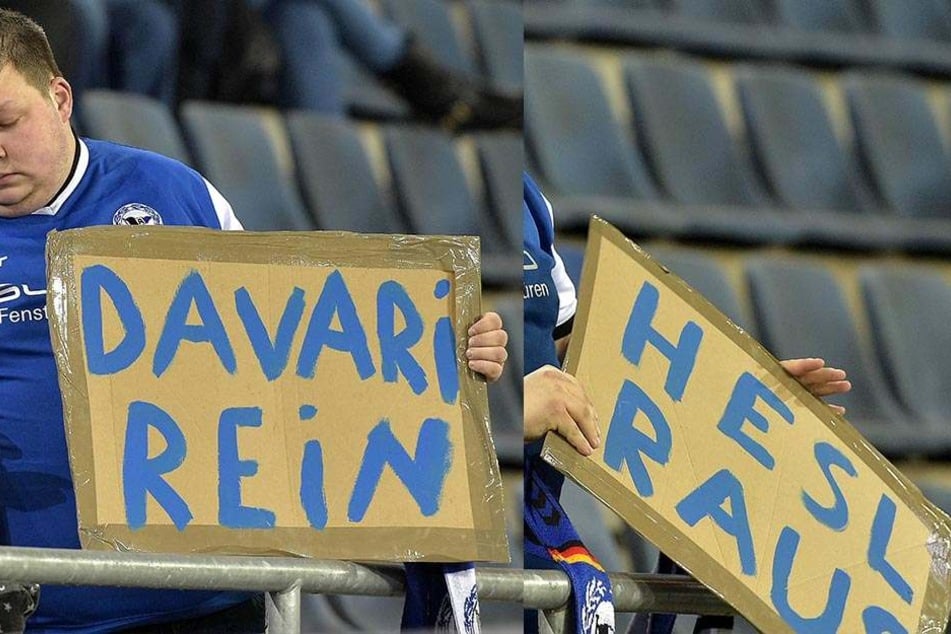 "Hesl raus - Davari rein" - mit der Forderung war dieser Fan nicht alleine.