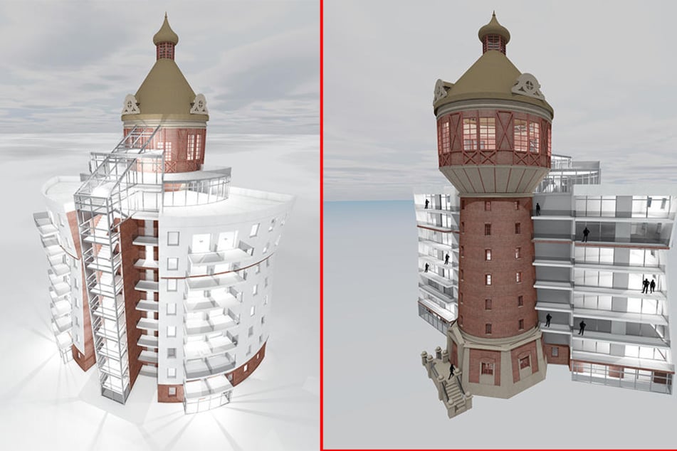 Im Wasserturm soll ein Restaurant auf zwei Ebenen entstehen. Das Hotel ist als Boardinghouse für längere Aufenthalte geplant.