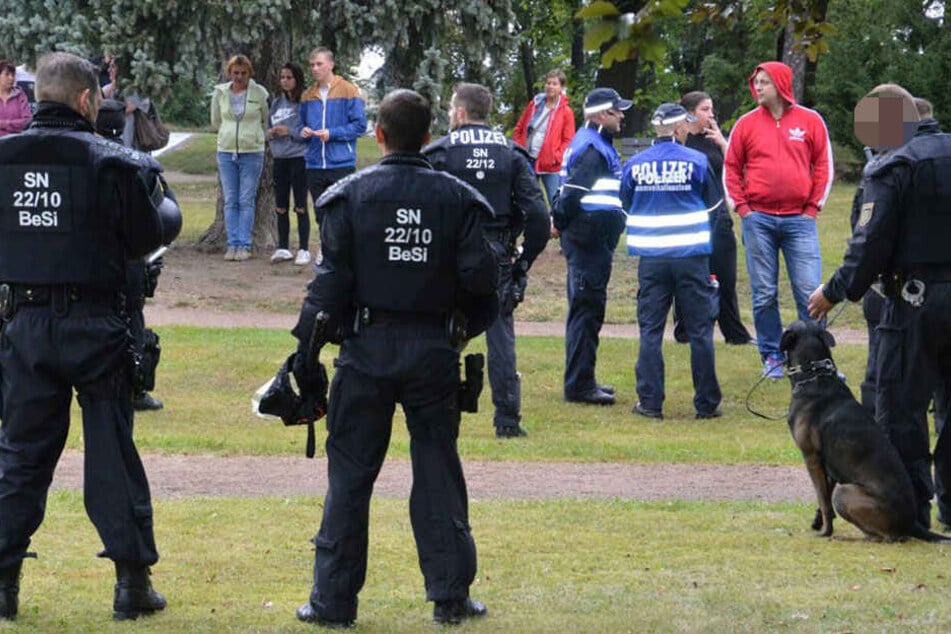 Die Beamten stellten sich zwischen Provokateure und Demonstranten.