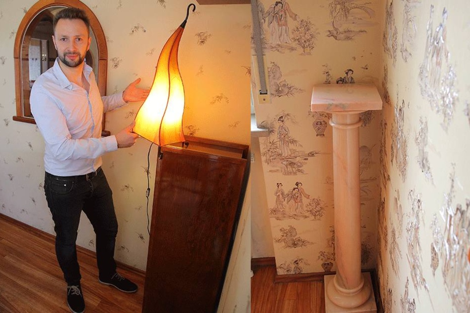 Links: Ursprünglich waren es zwei: Oleg Antonenko (33) mit der verbliebenen
Lampe. Rechts: Der Tatort: Hier stand die Lampe.