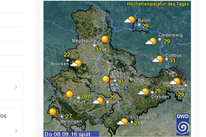 Der Deutsche Wetterdienst sagt bis zu 30 Grad in Sachsen voraus.