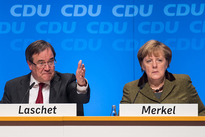 Kanzlerin Angela Merkel möchte mit Armin Laschet in Nordrhein-Westfalen die CDU pushen.
