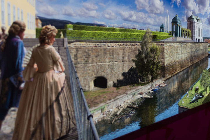 So zeigt "Panorama"-Künstler Yadegar Asisi den Gondelhafen an der Brühlschen Terrasse im Jahre 1756.