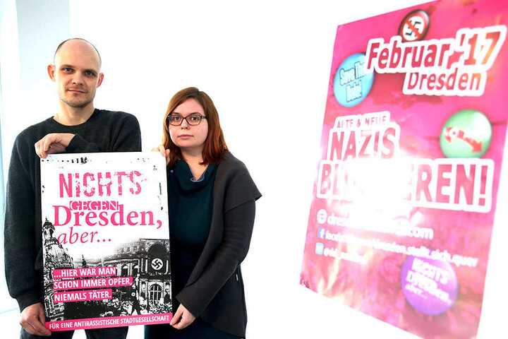 Albrecht von der Lieth (38) und Franziska Fehst (26) rufen für „Dresden
Nazifrei“ zu Blockaden auf.