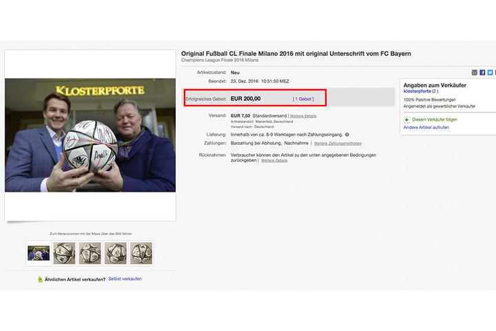 Am Ende gab es nur einen Bieter, der die geforderten 200 Euro in den Ball investierte.