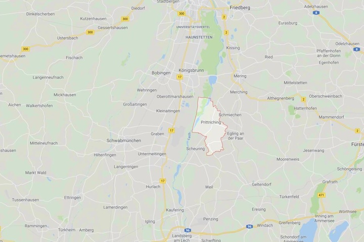 In Prittriching, südlich von Augsburg, wurde ein Pilot mit einem Laser geblendet.