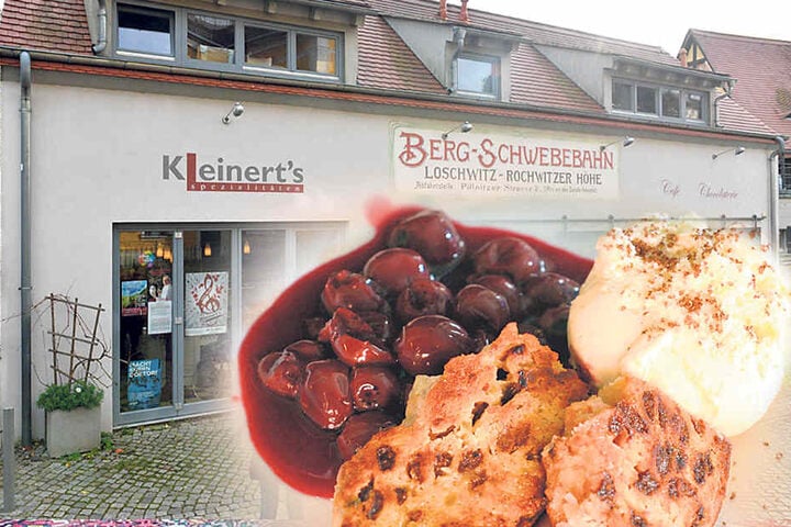 Das „Kleinert’s“ in Loschwitz. Rechts
geht es zur Elbe und zum „Körnergarten“, links zum Körnerplatz.