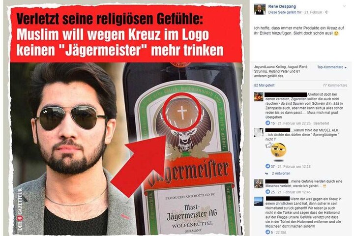 Viele User ließen unter dem Post ihrem Hass gegen Asylbewerber und Muslime freien Lauf.