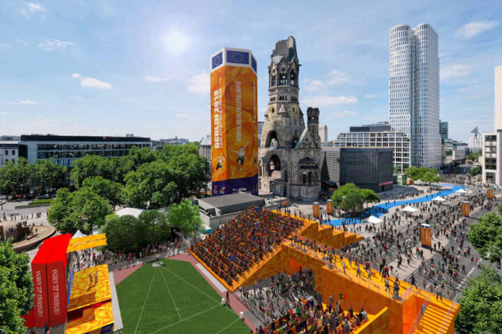 Der Breitscheidplatz wird während der Leichtathletik-EM zur riesigen Open-Air-Arena. (Illustration)