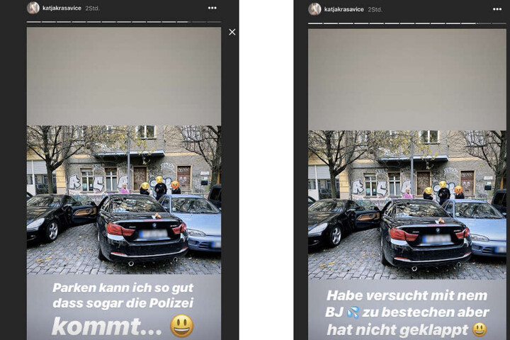 Die Parklücke war Katja Krasavice offenbar nicht groß genug. Nach einem gescheiterten Einparkversuch bekam es Mrs. Bitch mit den Ordnungshütern zu tun.