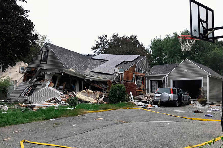 Diese Haus wurde durch eine Explosion komplett zerstört.