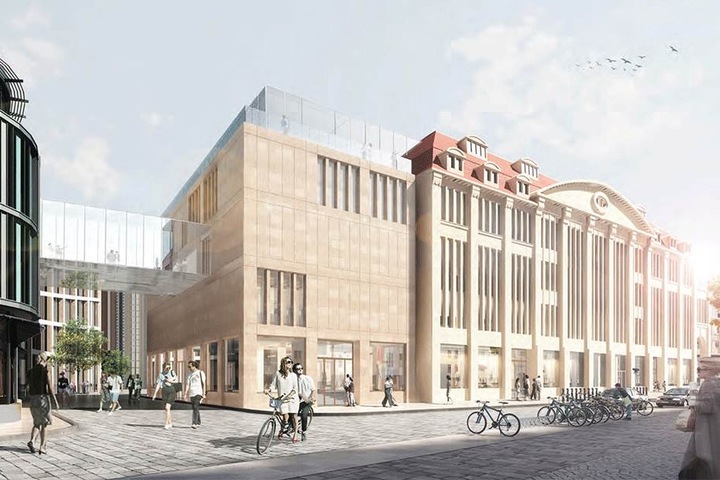 So soll das Jugendstil-Kaufhaus in Görlitz einmal aussehen. Geplant ist auch ein Anbau sowie ein Übergang zum CityCenter Frauentor.