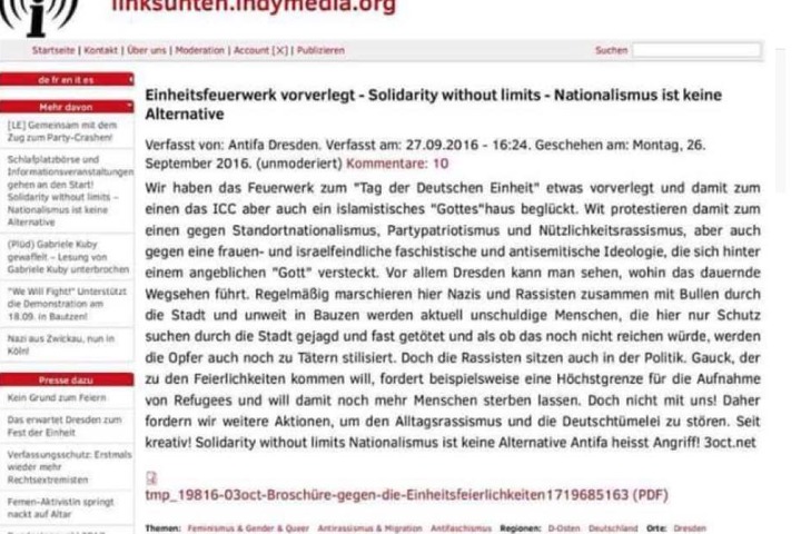Dieses Bekennerschreiben tauchte am Dienstag auf, wurde aber wieder gelöscht. Linke Gruppen distanzieren sich davon.