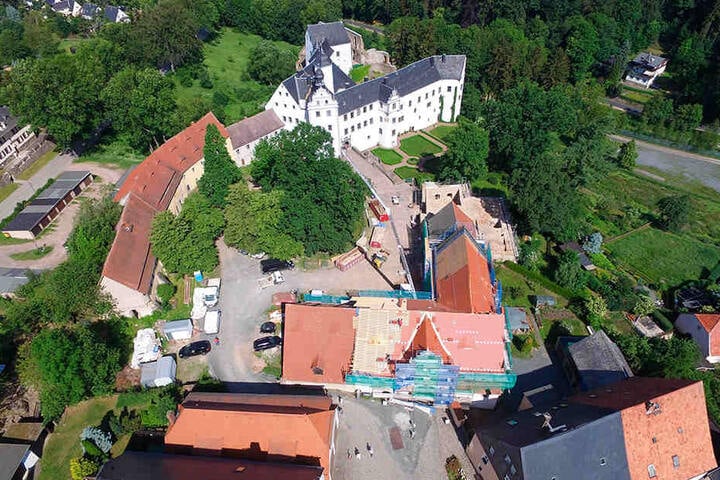 Schloss Lauenstein aus der Vogelperspektive.