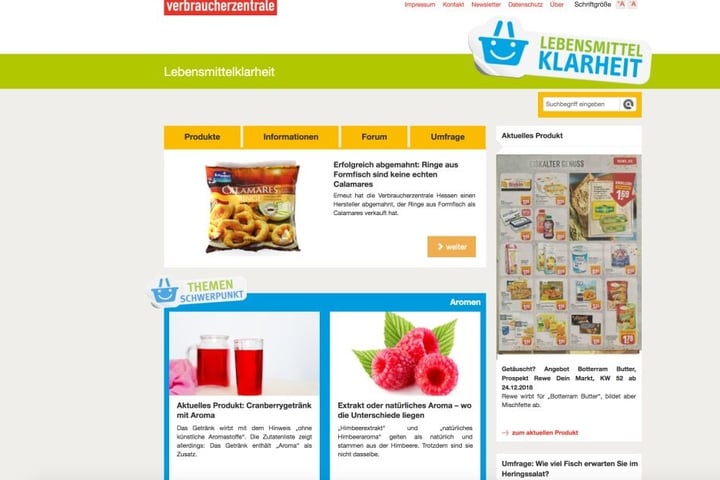 Auf der Webseite "Lebensmittelklarheit.de" können Verbraucher Beschwerde einreichen.