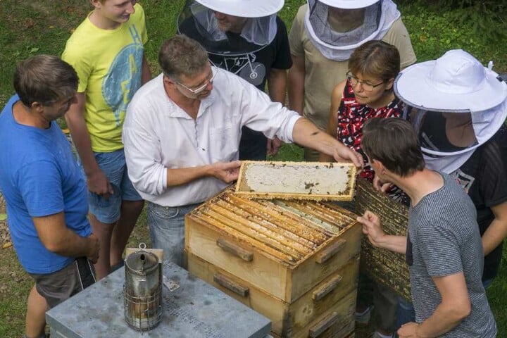 Das große Summen: Imker Steffen Wittig (M.) lädt
zum Tag der offenen Tür nach Rhäsa bei Nossen.