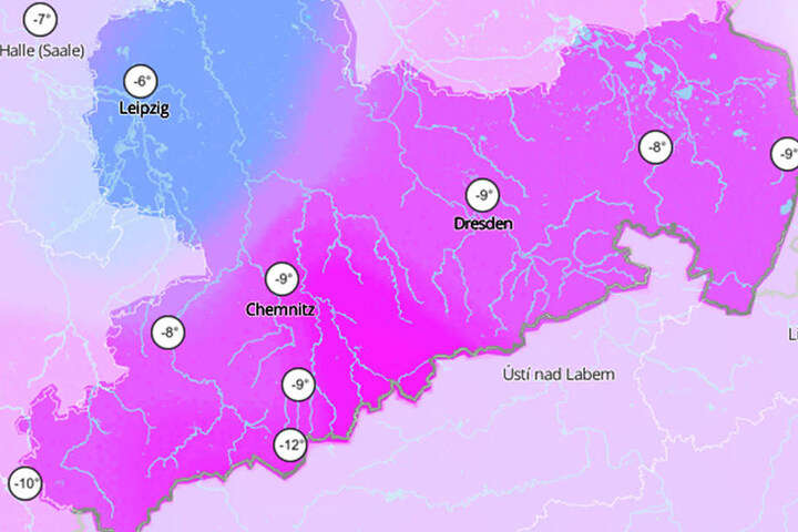 Auch die Karte zeigt: Sachsen muss sich warm anziehen!
