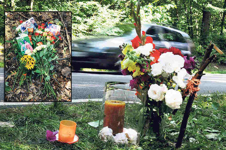 Julias Freunde haben an der Unfallstelle Blumen und Fotos niedergelegt.