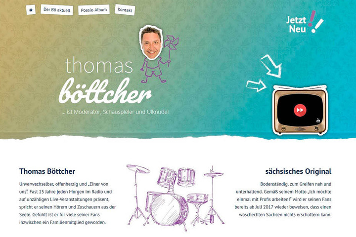 Die neue Internetseite von Thomas Böttcher verlinkt sofort zu den
YouTube-Videos.