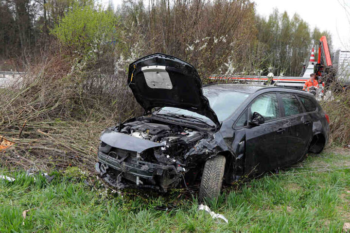 Der Opel kam erst in dem Gebüsch zum Stehen.