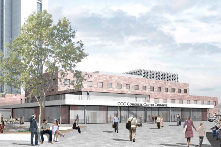 So soll die Stadthalle nach der Erweiterung zum Tagungs- und Kongresszentrum aussehen.