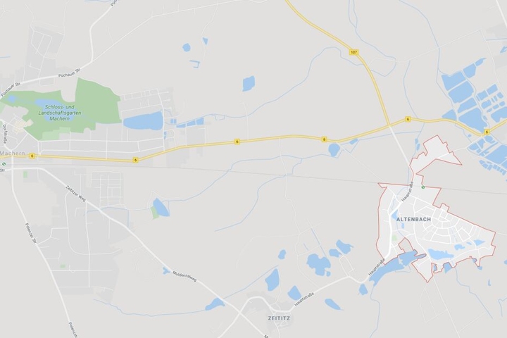 Der Unfallort befindet sich auf der B6, rund 500 Meter vor dem Ortseingang Machern.