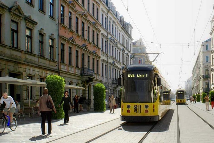 So könnte die "5" auf Höhe der Hertelstraße durch die Pfotenhauer Straße fahren.