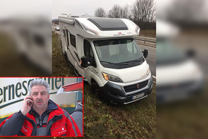Der heutige Bürgermeister von Auerbach lenkte beherzt sein Gefährt auf eine Wiese am rechten Fahrbahnrand, um niemanden zu gefährden.