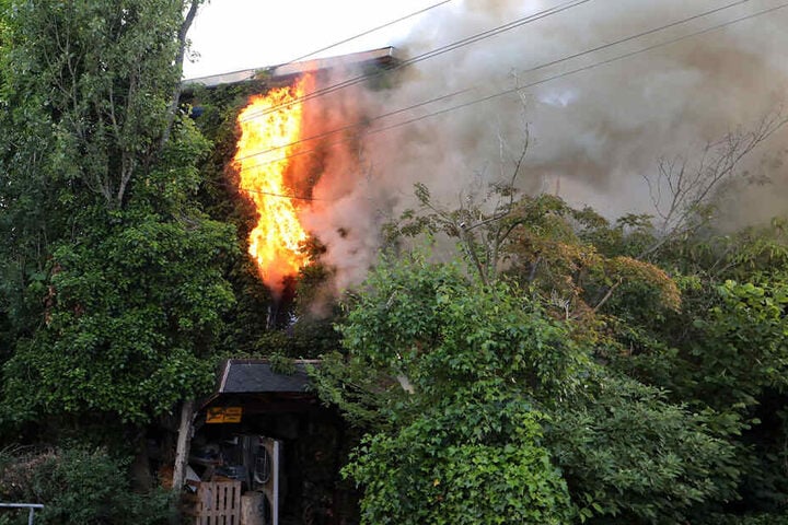 Die Flammen schlugen meterhoch aus dem Fenster. Das Haus ist derzeit unbewohnbar.