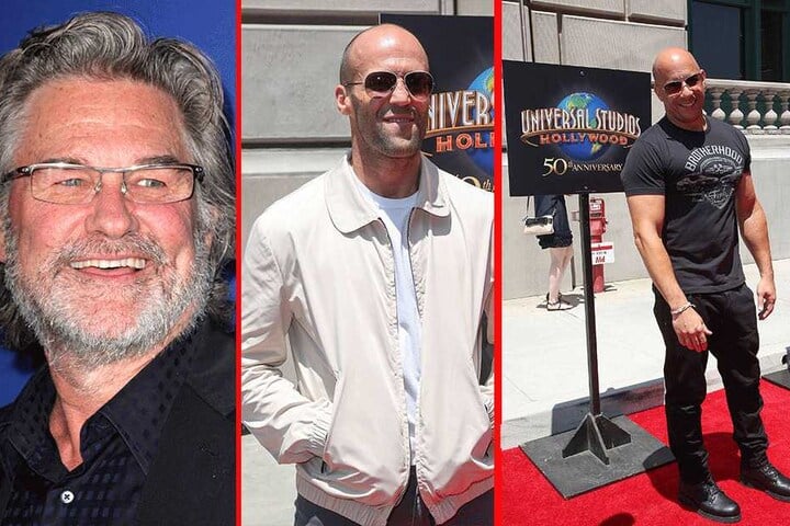 Wer ist hier das Weichei? Kurt Russel (65, l.), Jason Statham (49, m.) oder vielleicht doch Vin Diesel (49, r.)?