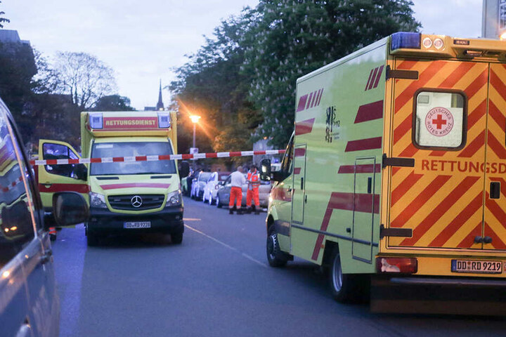 Großeinsatz der Polizei in der Dresdner Neustadt am Donnerstagabend.
