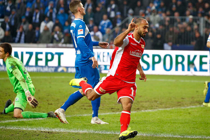 Dreht jubelnd ab: Akaki Gogia trifft zum 1:1-Ausgleich für den 1. FC Union Berlin.