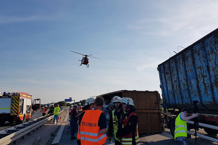 Ein Rettungshubschrauber wurde zur Unfallstelle gerufen.