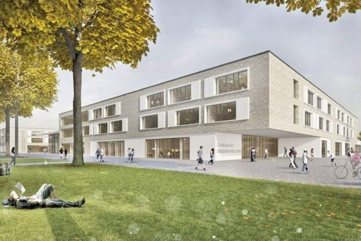 Visualisierung des künftigen Schulstandortes Gehestraße in Pieschen.