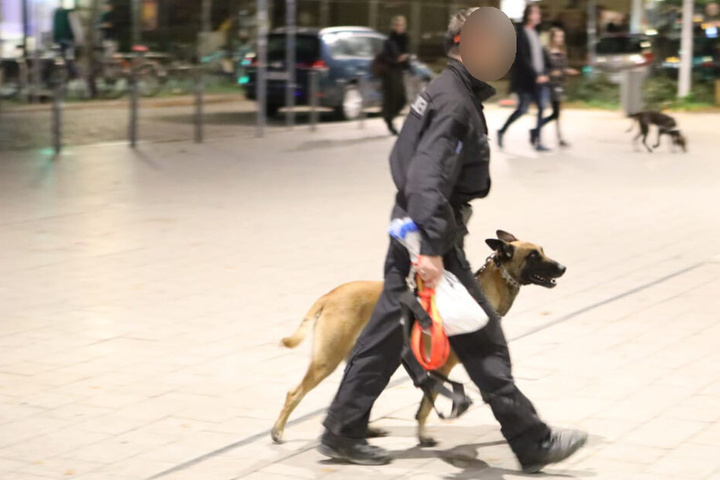 Auch ein Polizeihund war im Einsatz.