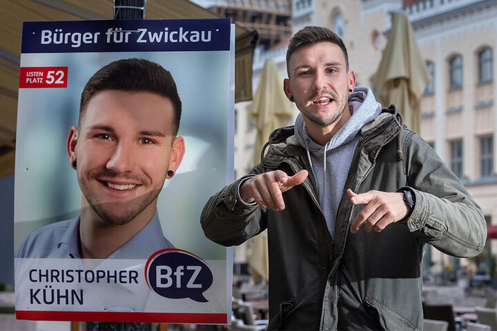 Christopher Kühn (29) liebt seine Heimatstadt Zwickau. Mit seiner Musik bringt der Stadtratskandidat das immer wieder zum Ausdruck.